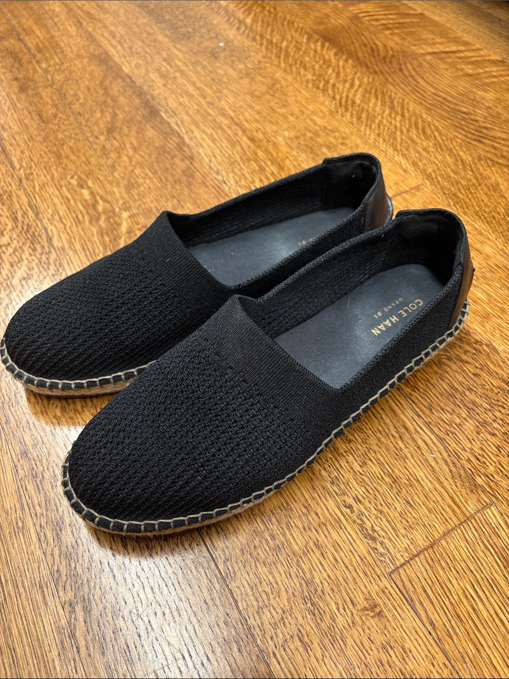 Cole Haan Black Knit Slip-On Espadrilles size 9